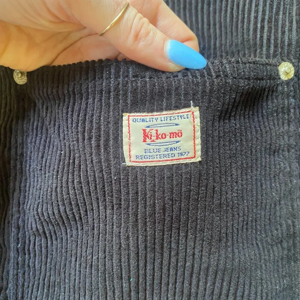 Vintage 90s Ki-Ko-Mo Black Corduroy Mini Dress - Picture 6 of 8